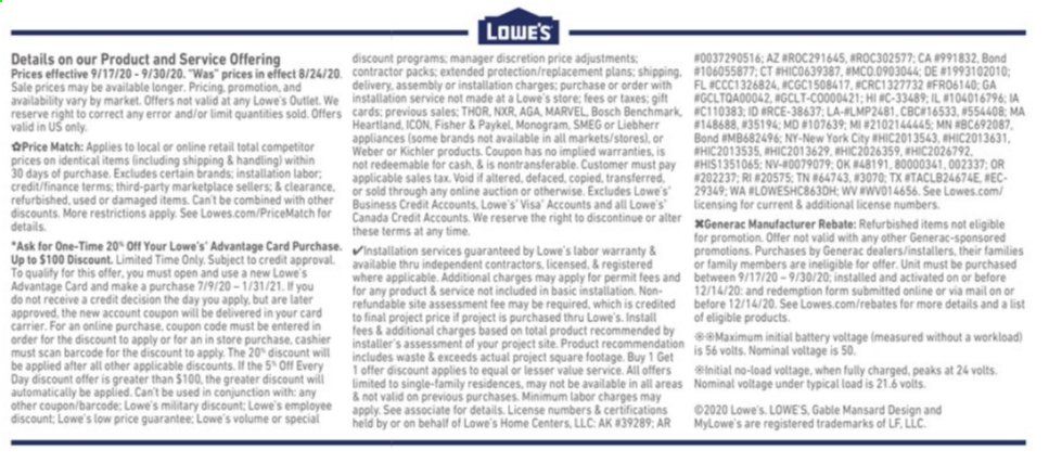 Lowe's Weekly Ad Flyer September 18 to September 25