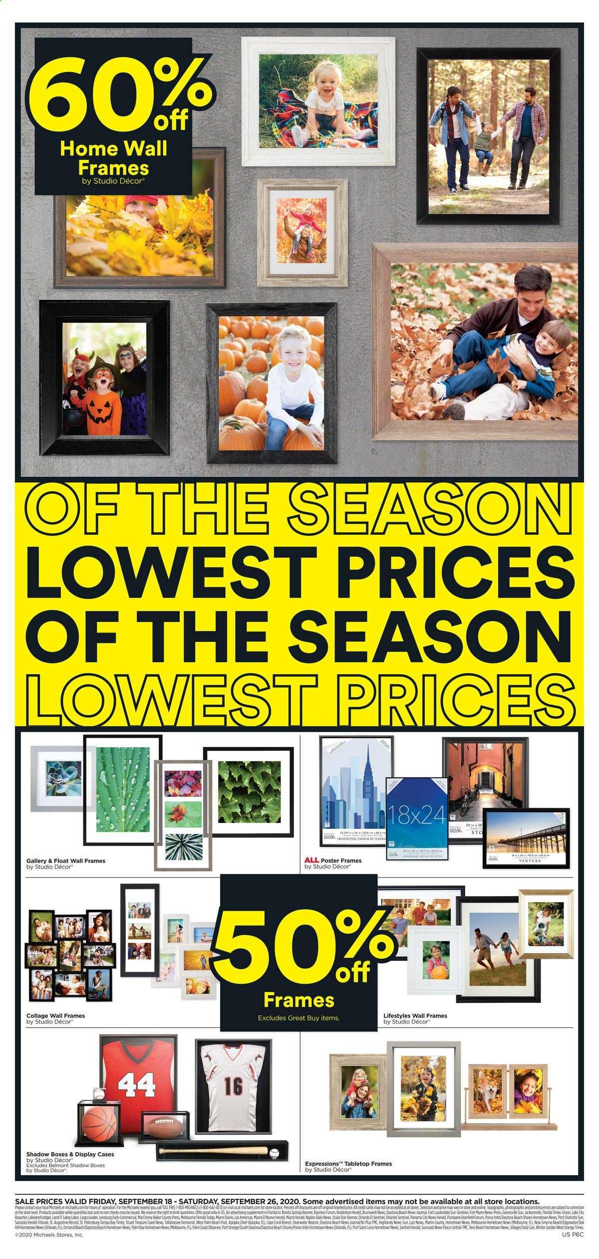 Michaels Weekly Ad Flyer September 18 to September 26