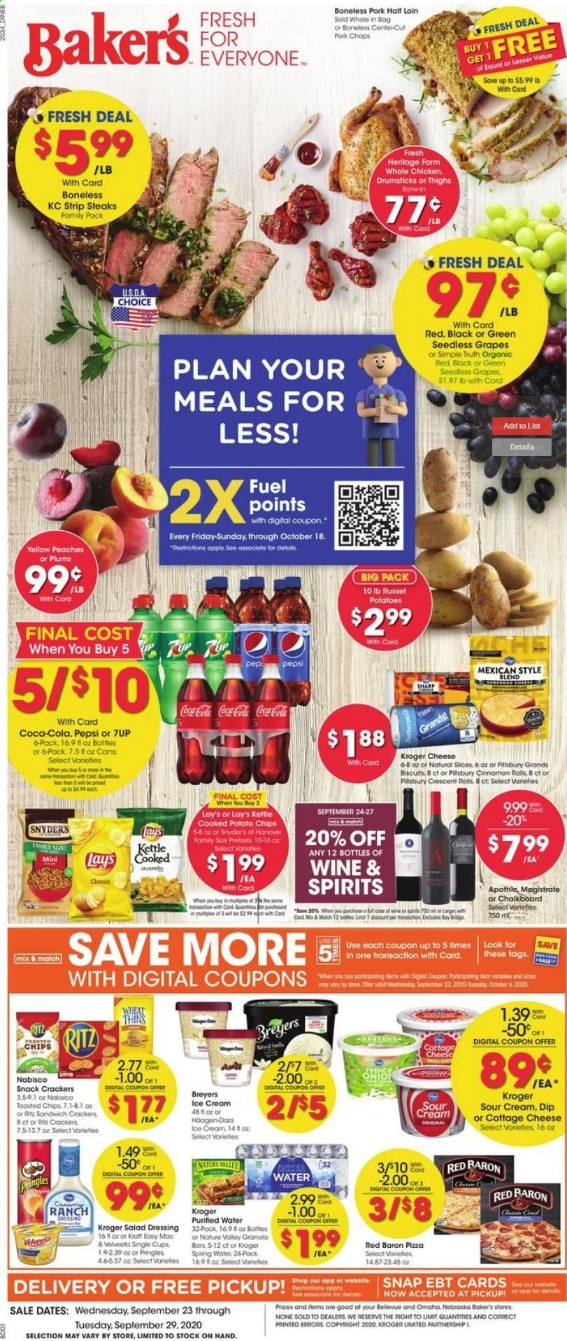 Baker's Weekly Ad Flyer September 23 to September 29