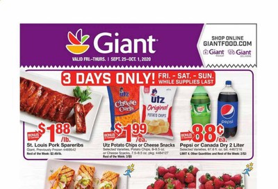 Giant Food Weekly Ad Flyer September 25 to October 1