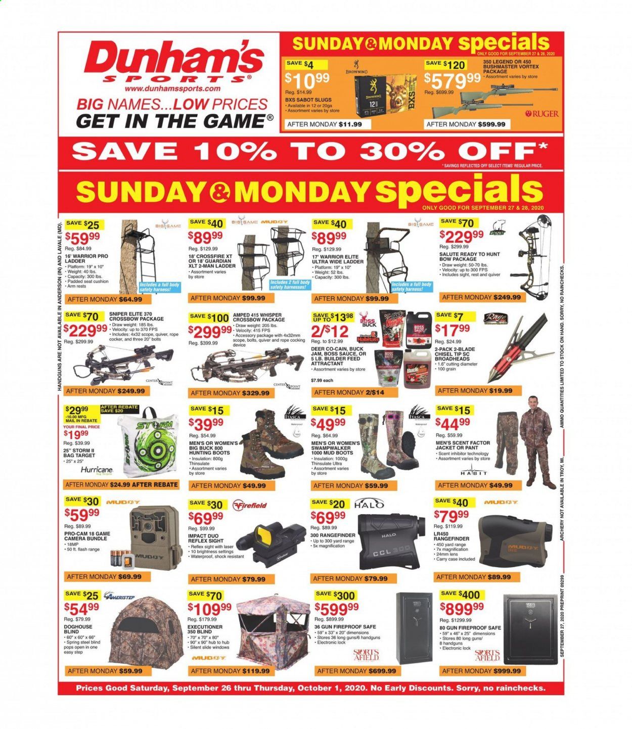 Dunham's Sports Weekly Ad Flyer September 26 to October 1