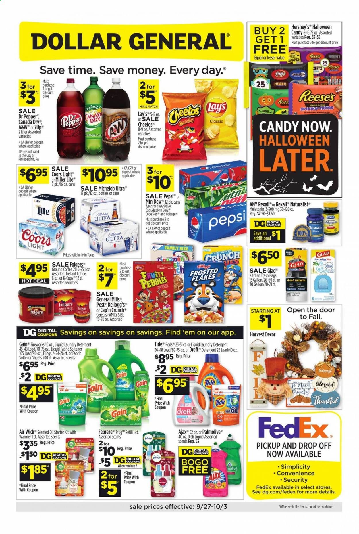 Dollar General (TX) Weekly Ad Flyer September 27 to October 3