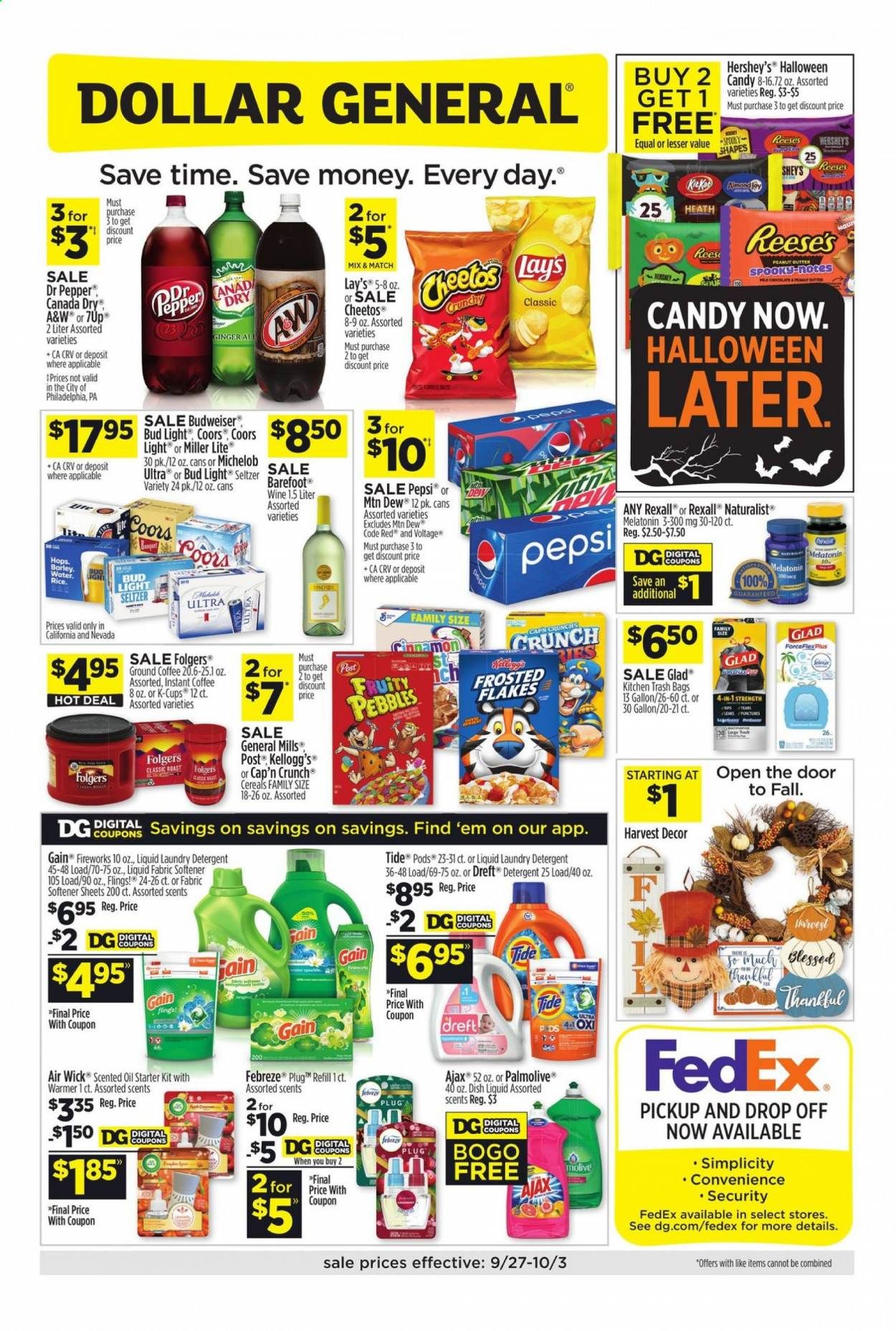Dollar General (CA, NV) Weekly Ad Flyer September 27 to October 3