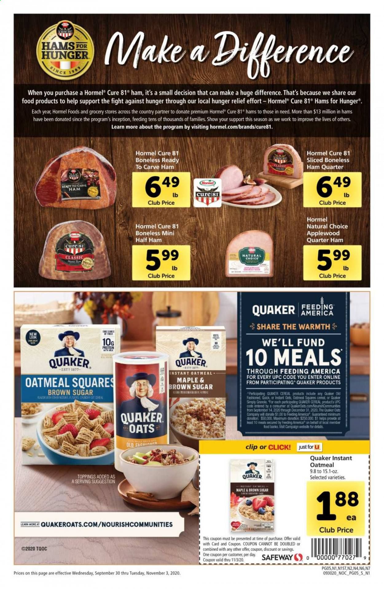 Safeway Weekly Ad Flyer September 30 to November 3