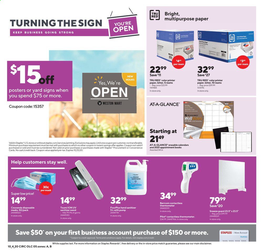 Staples Weekly Ad Flyer October 4 to October 10