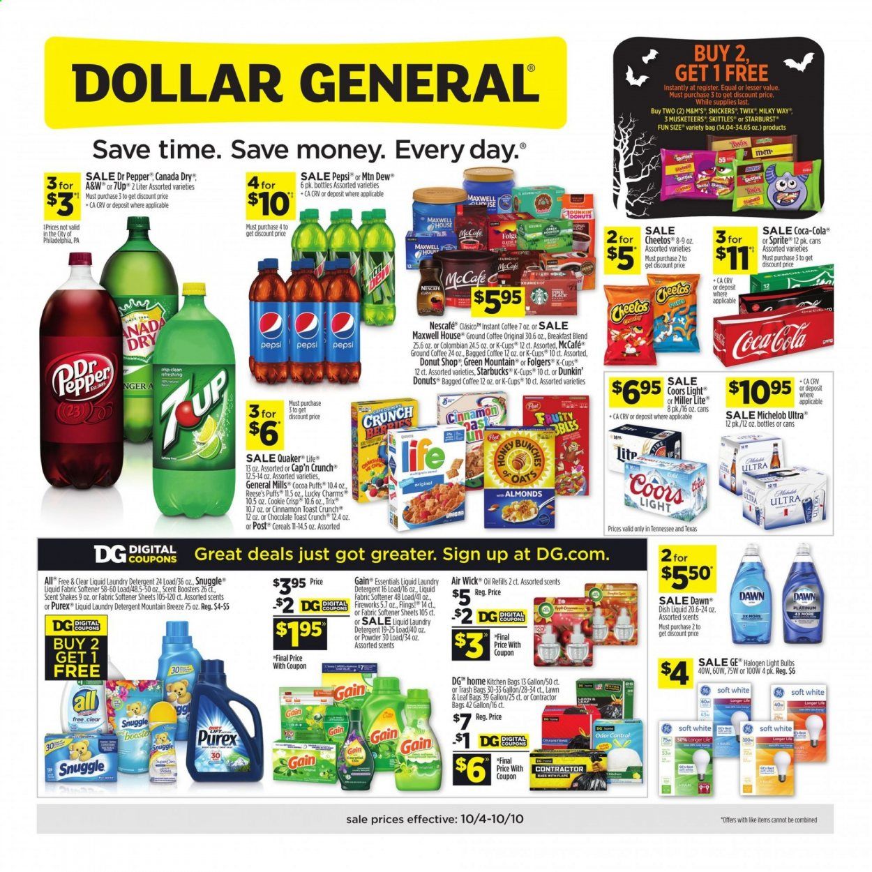 Dollar General (TN, TX) Weekly Ad Flyer October 4 to October 10