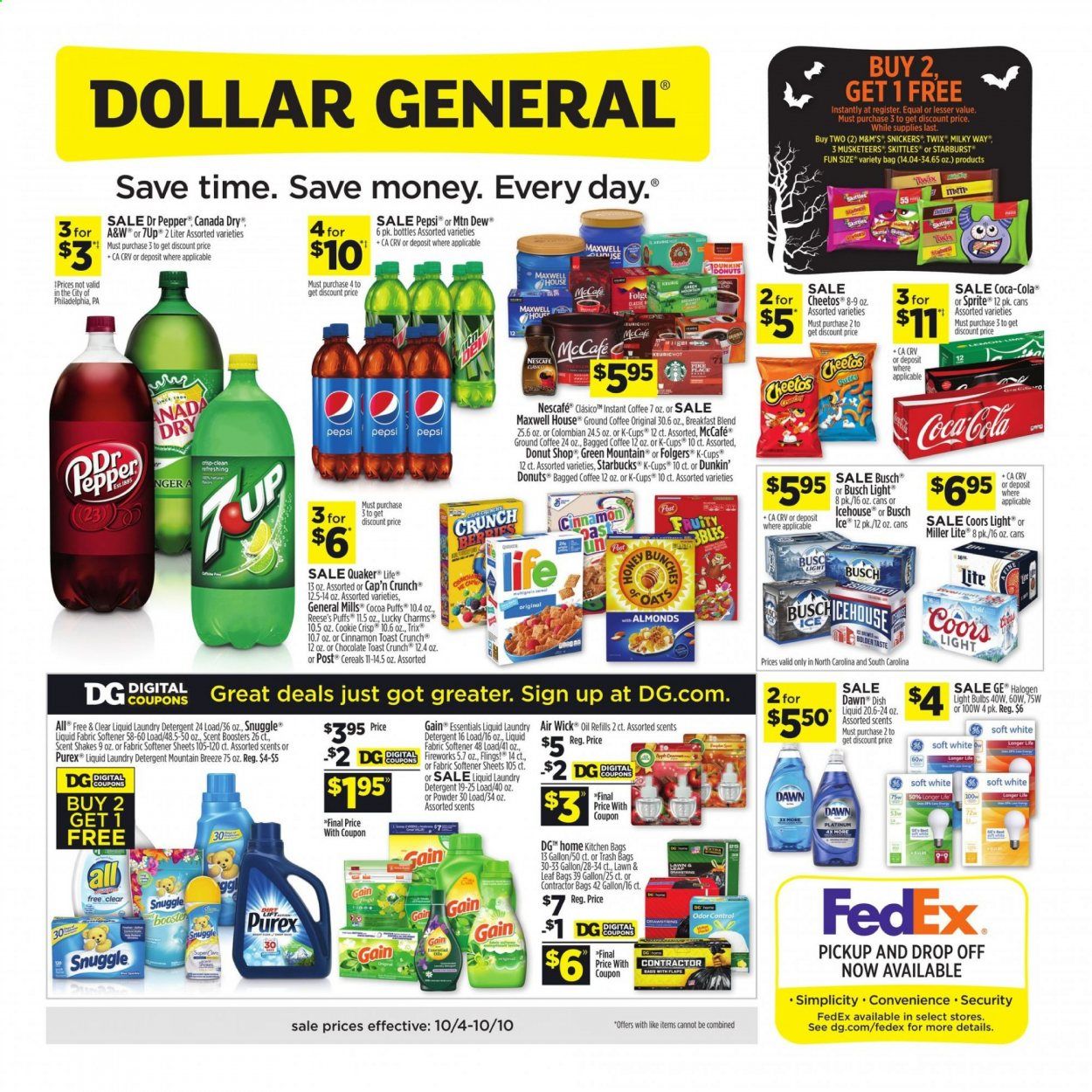 Dollar General (NC, SC) Weekly Ad Flyer October 4 to October 10