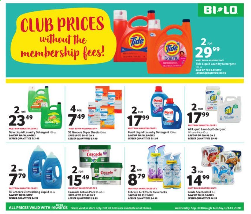 BI-LO Weekly Ad Flyer September 30 to October 13