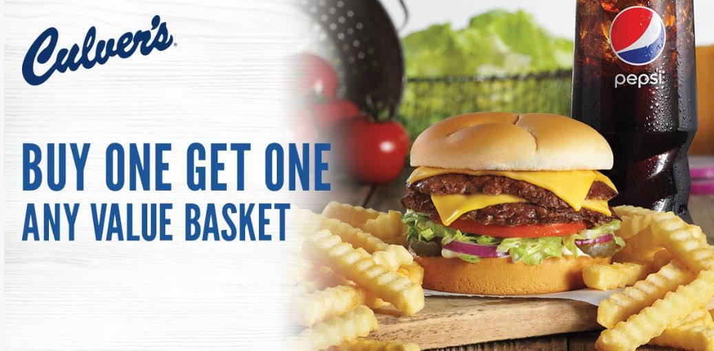 Buy One Get One Free Value Basket Coupon Available when You Sign Up for MyCulver’s Account Online (Limited Time Only) Buy One Get One Free Value Basket Coupon Available when You Sign Up for MyCulver’s Account Online (Limited Time Only)