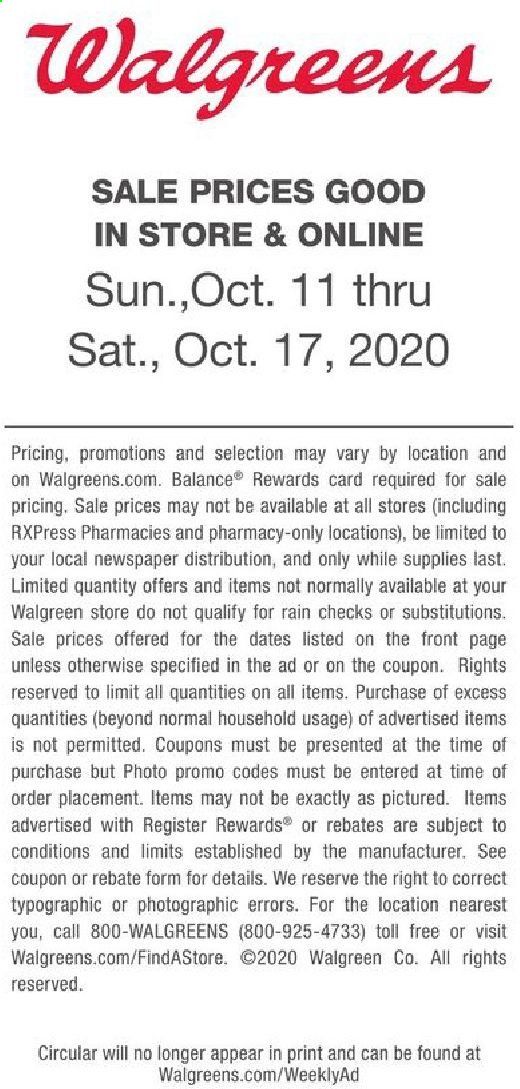 Walgreens Weekly Ad Flyer October 11 to October 17
