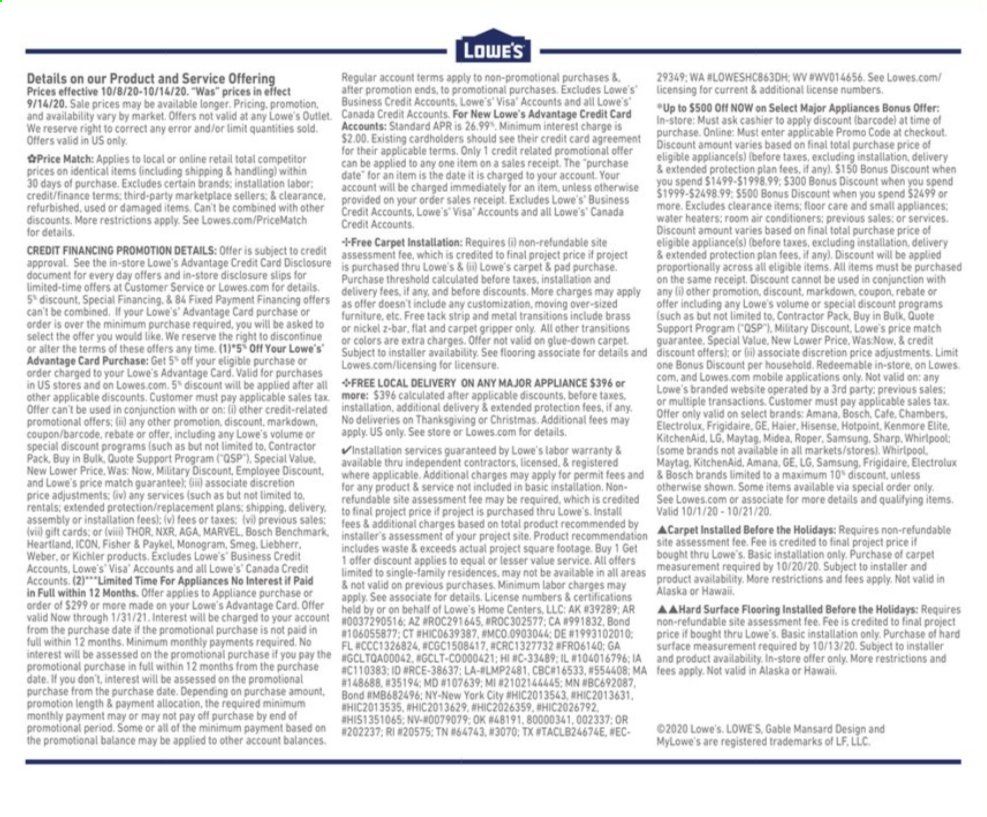 Lowe's Weekly Ad Flyer October 8 to October 14