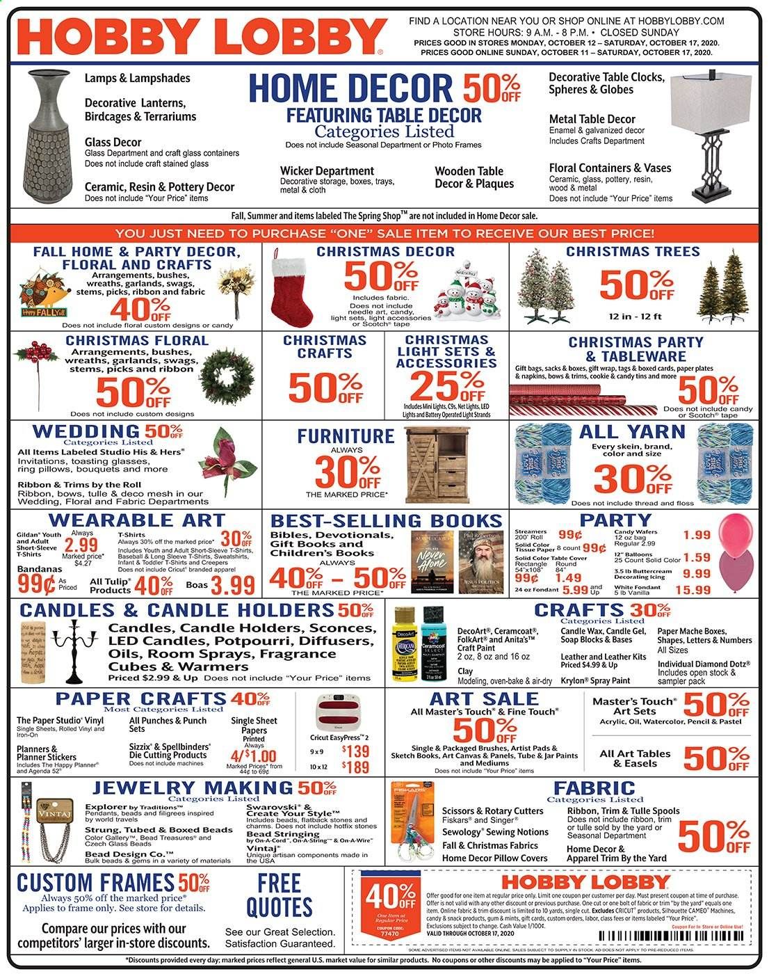 Hobby Lobby Weekly Ad Flyer October 11 to October 17