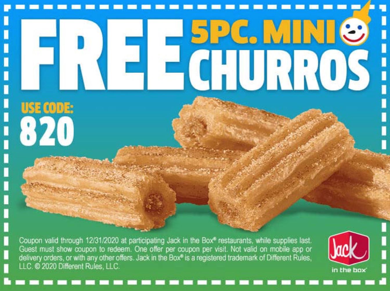 Get a Free 5 Piece Mini Churros In Restaurant After You Sign Up for the Jack In The Box Email List Get a Free 5 Piece Mini Churros In Restaurant After You Sign Up for the Jack In The Box Email List