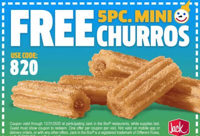 Get a Free 5 Piece Mini Churros In Restaurant After You Sign Up for the Jack In The Box Email List 