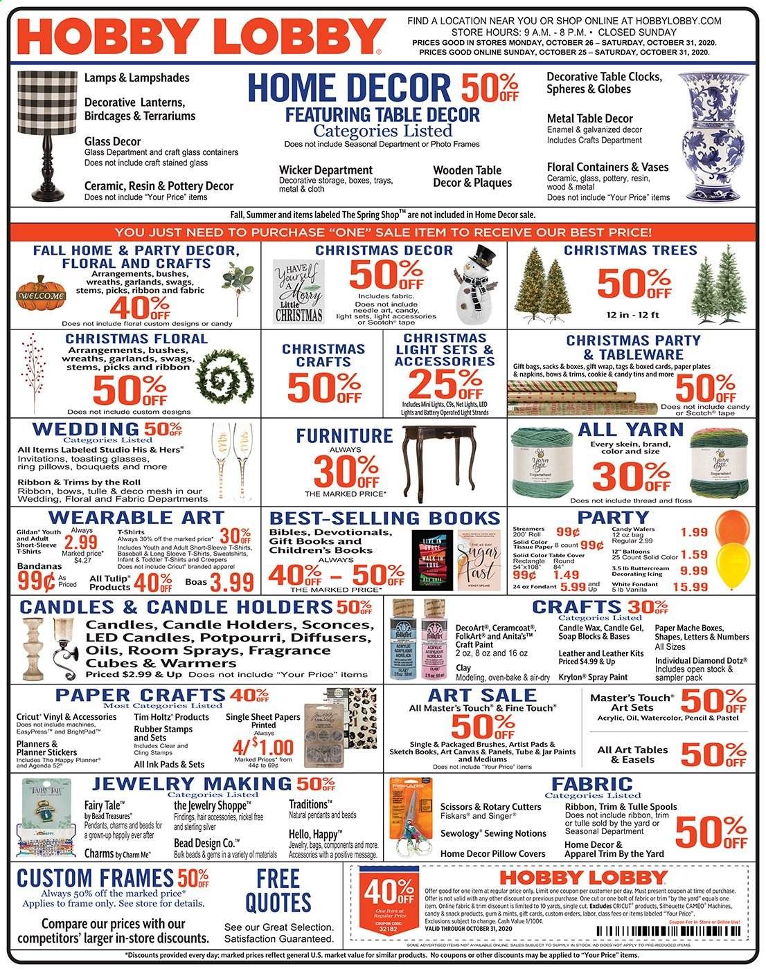 Hobby Lobby Weekly Ad Flyer October 25 to October 31