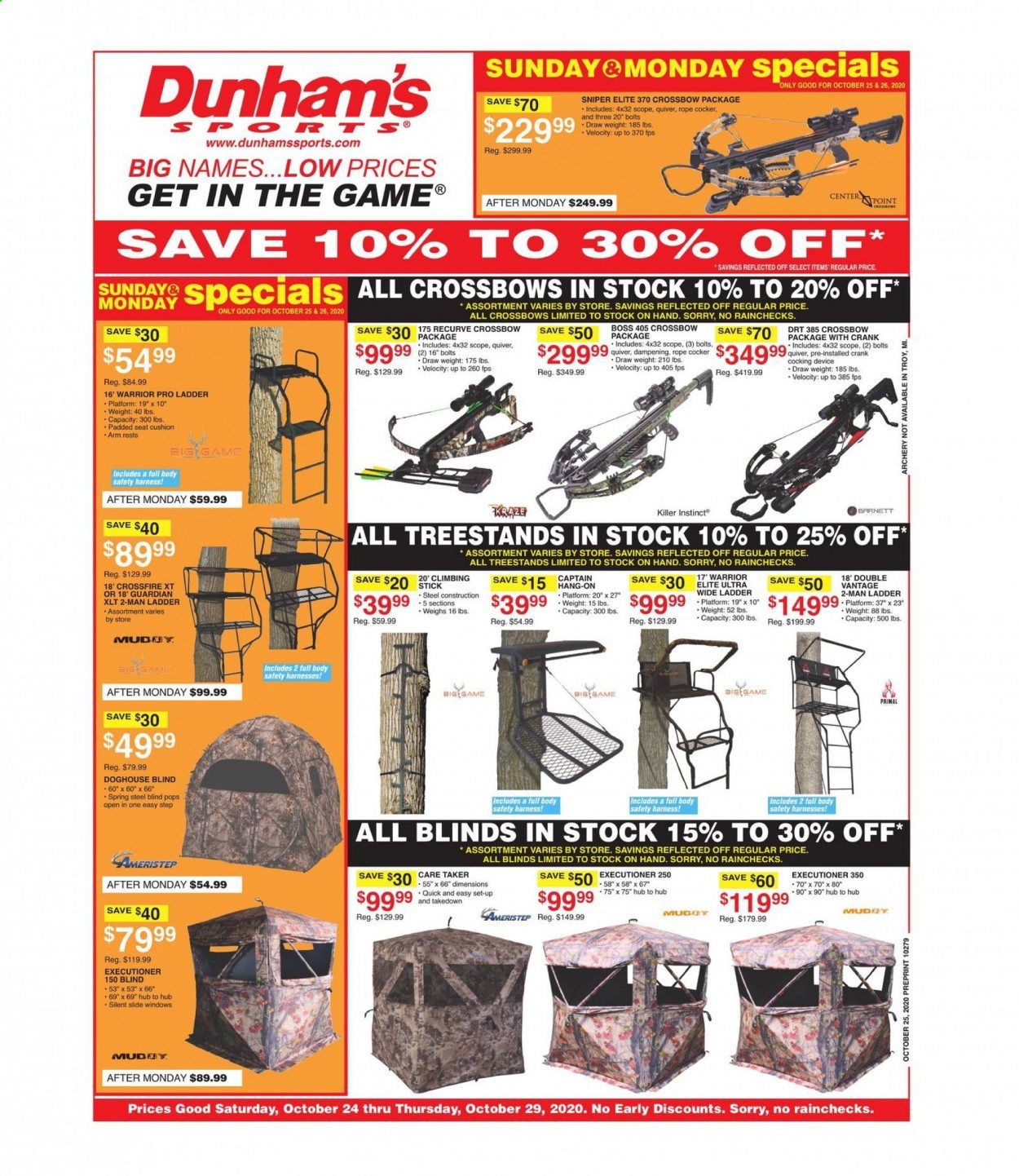Dunham's Sports (MI, PA, WI) Weekly Ad Flyer October 24 to October 29
