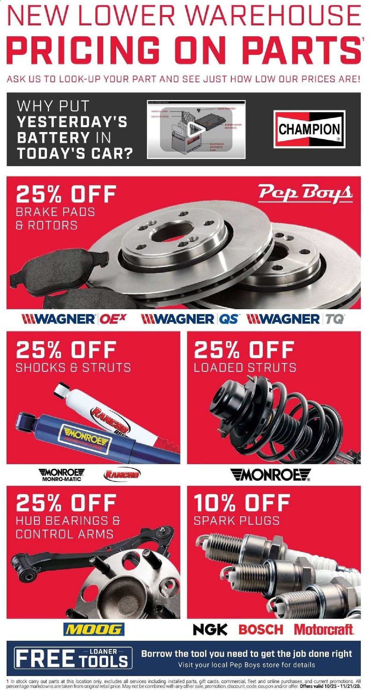Pep Boys Weekly Ad Flyer October 25 to November 21