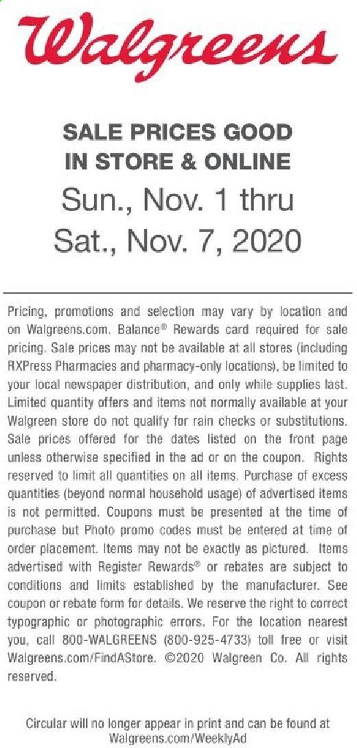 Walgreens Weekly Ad Flyer November 1 to November 7