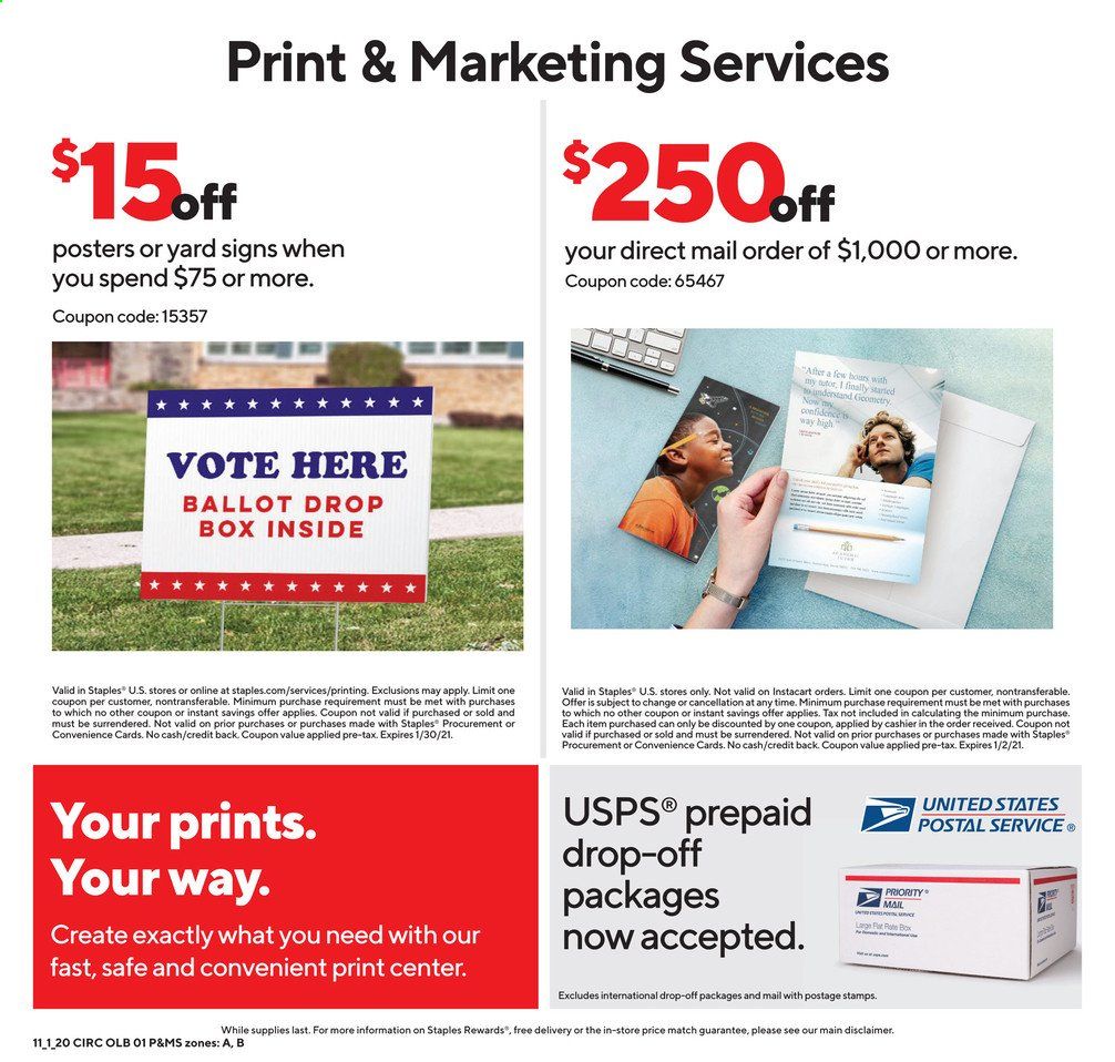 Staples Weekly Ad Flyer November 1 to November 7