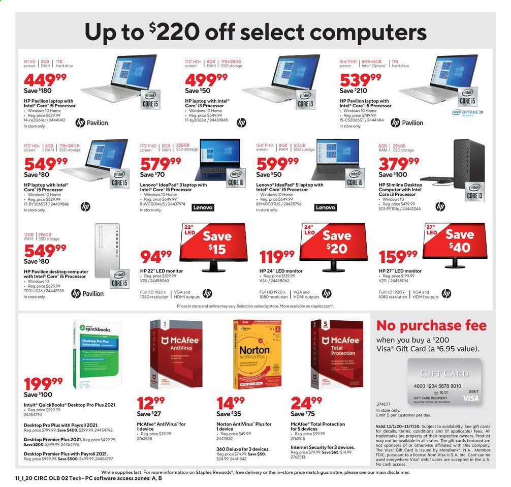 Staples Weekly Ad Flyer November 1 to November 7
