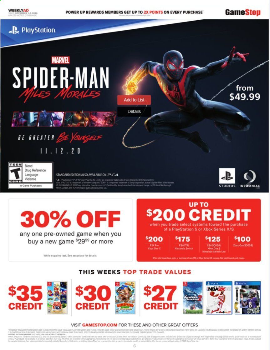 GameStop Weekly Ad Flyer November 1 to November 7