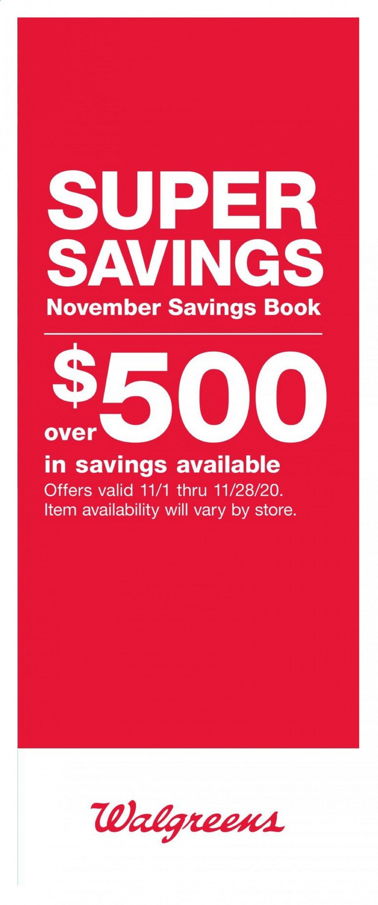 Walgreens Weekly Ad Flyer November 1 to November 28