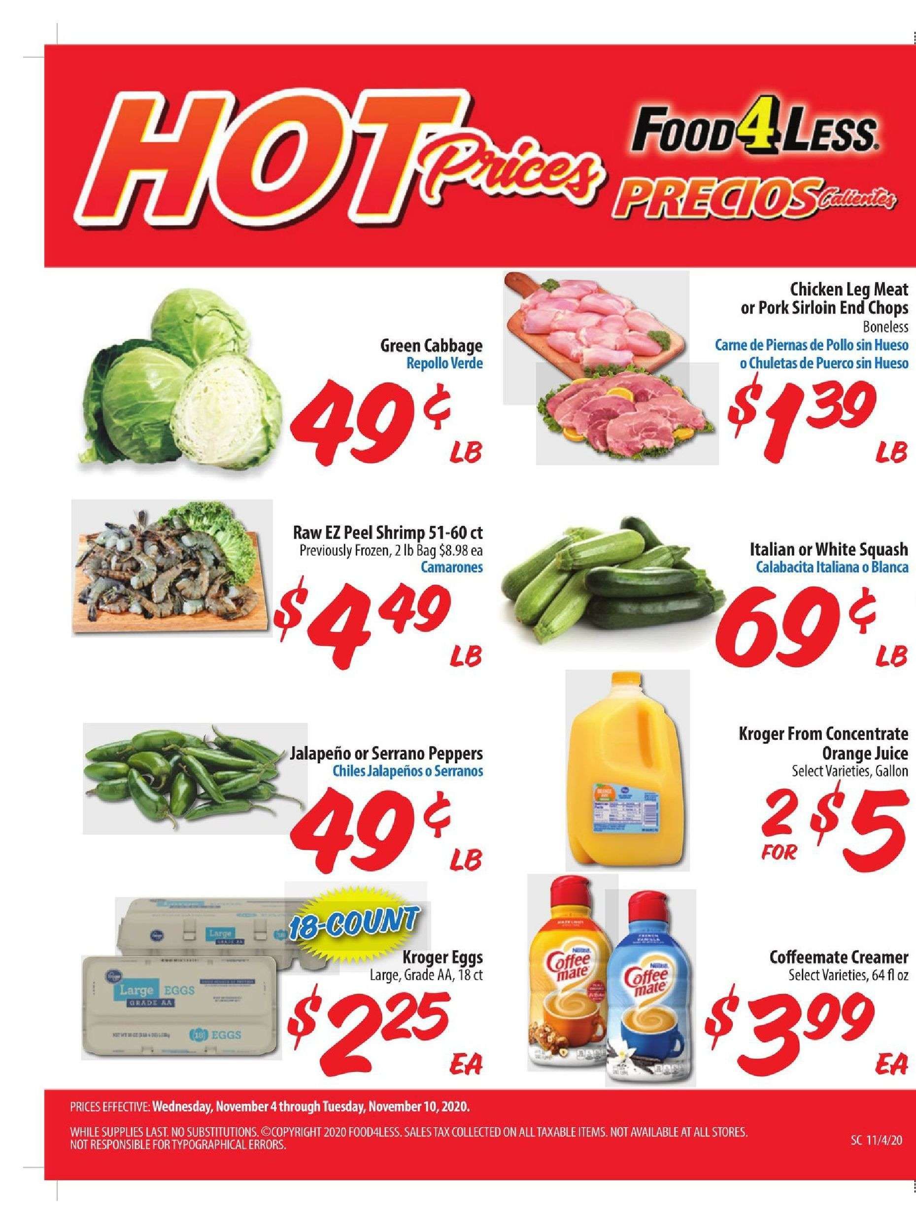 Food 4 Less (CA) Weekly Ad Flyer November 4 to November 10