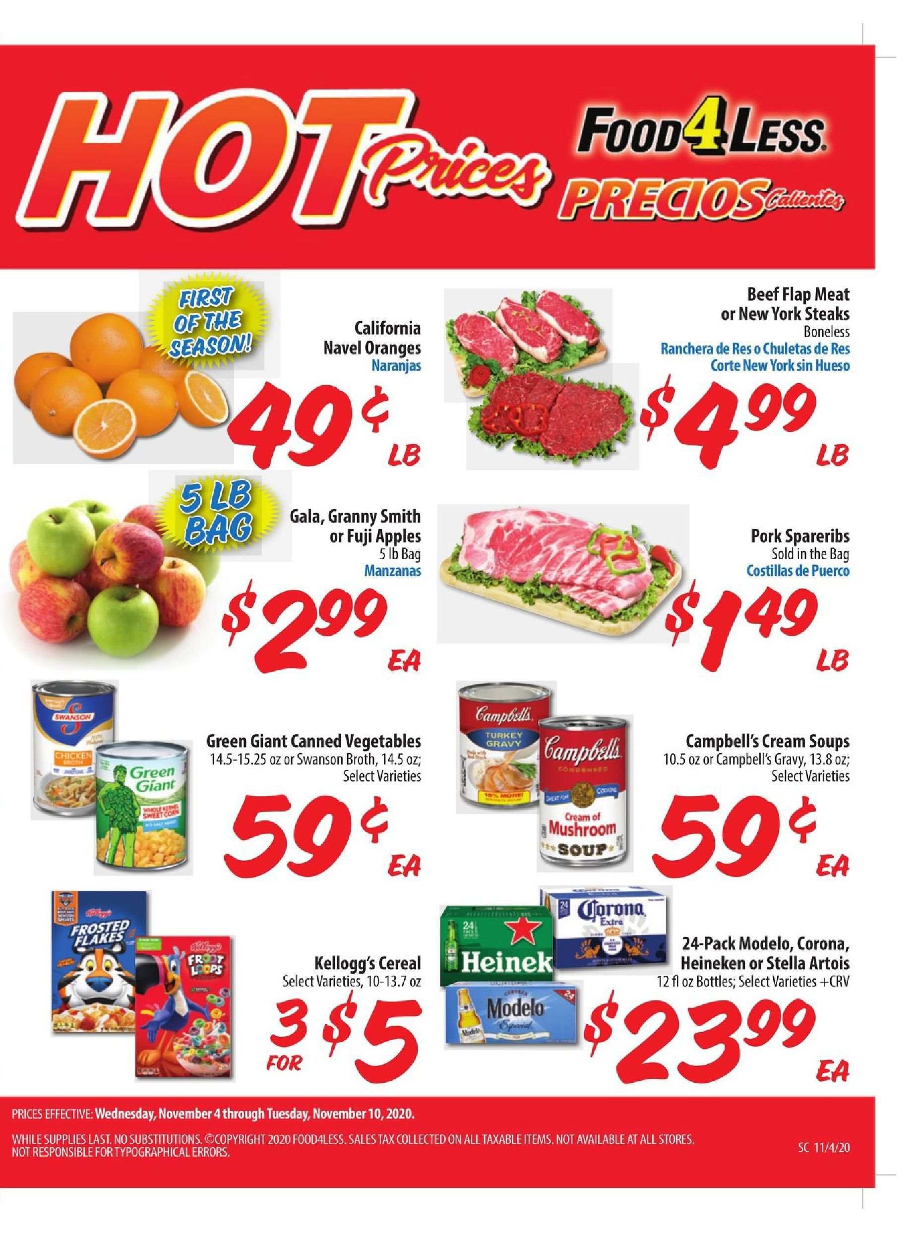 Food 4 Less (CA) Weekly Ad Flyer November 4 to November 10