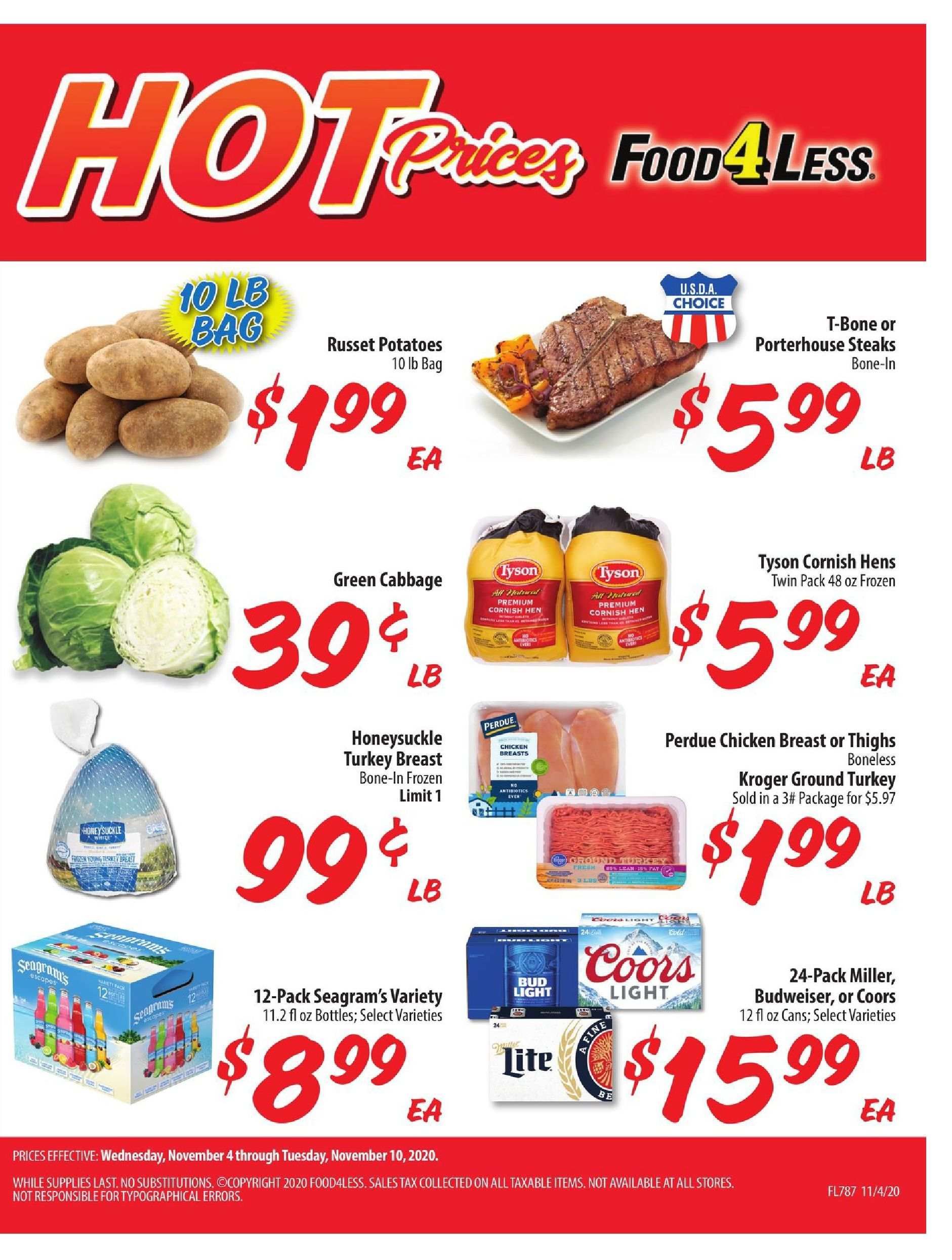 Food 4 Less (IN) Weekly Ad Flyer November 4 to November 10