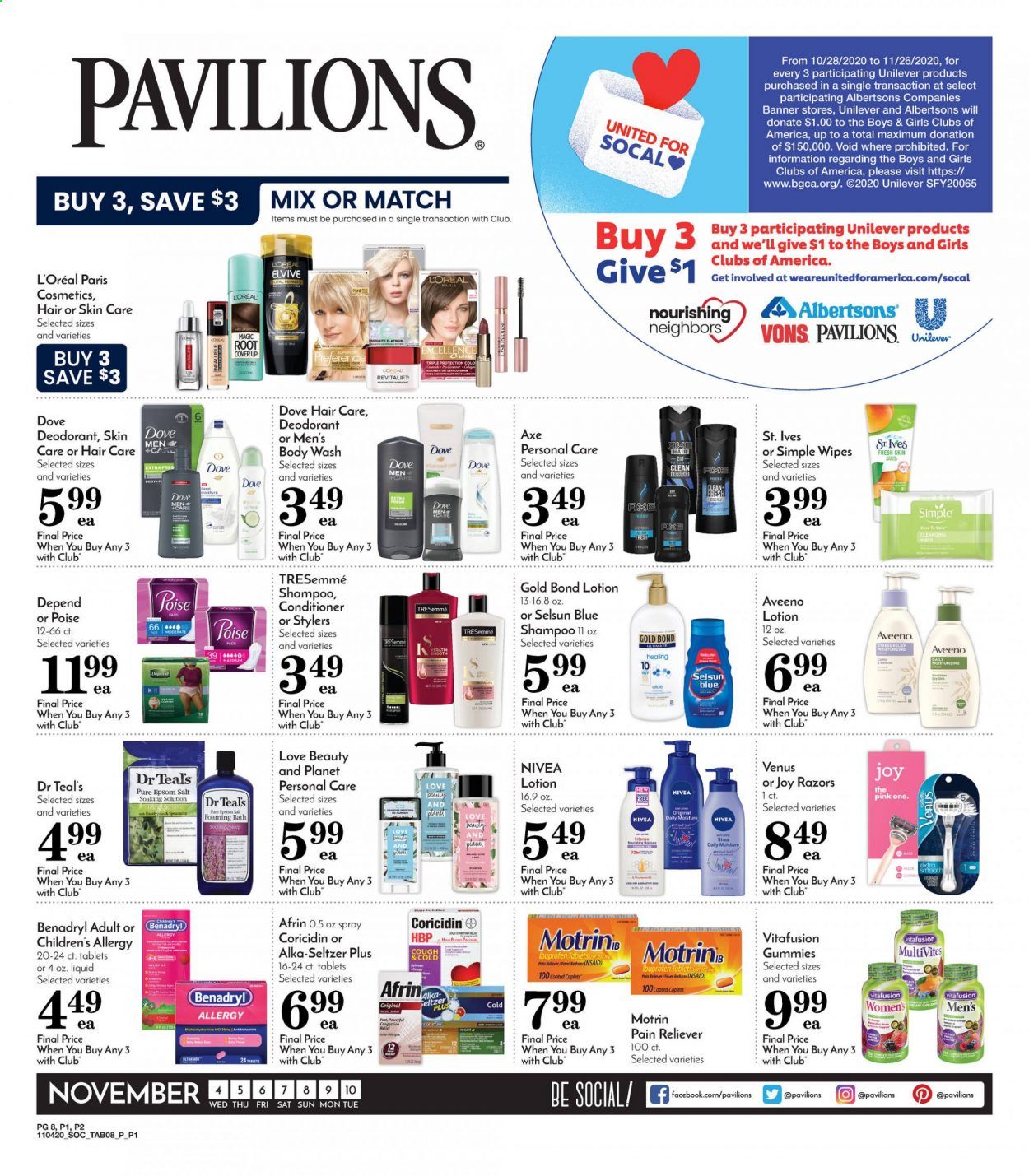 Pavilions (CA) Weekly Ad Flyer November 4 to November 10
