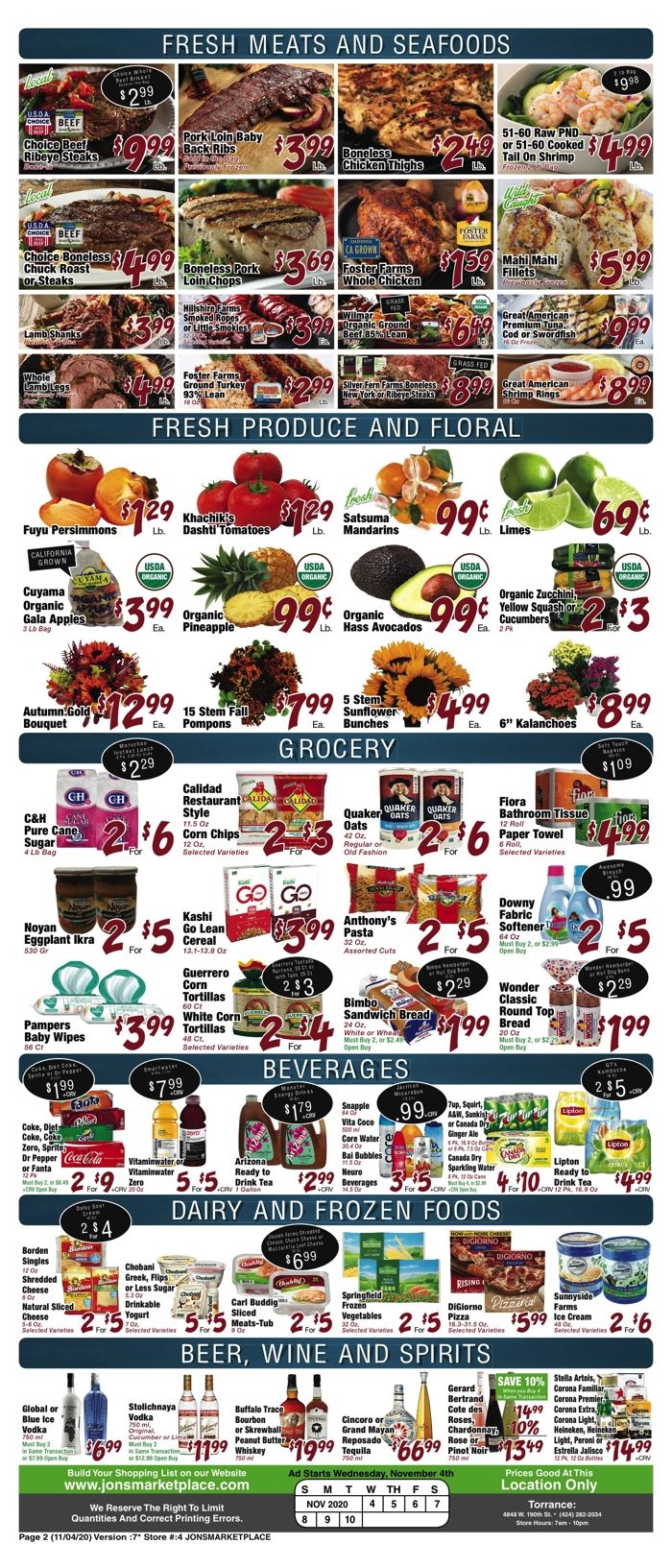 JONS Fresh Marketplace Weekly Ad Flyer November 4 to November 10, 2020