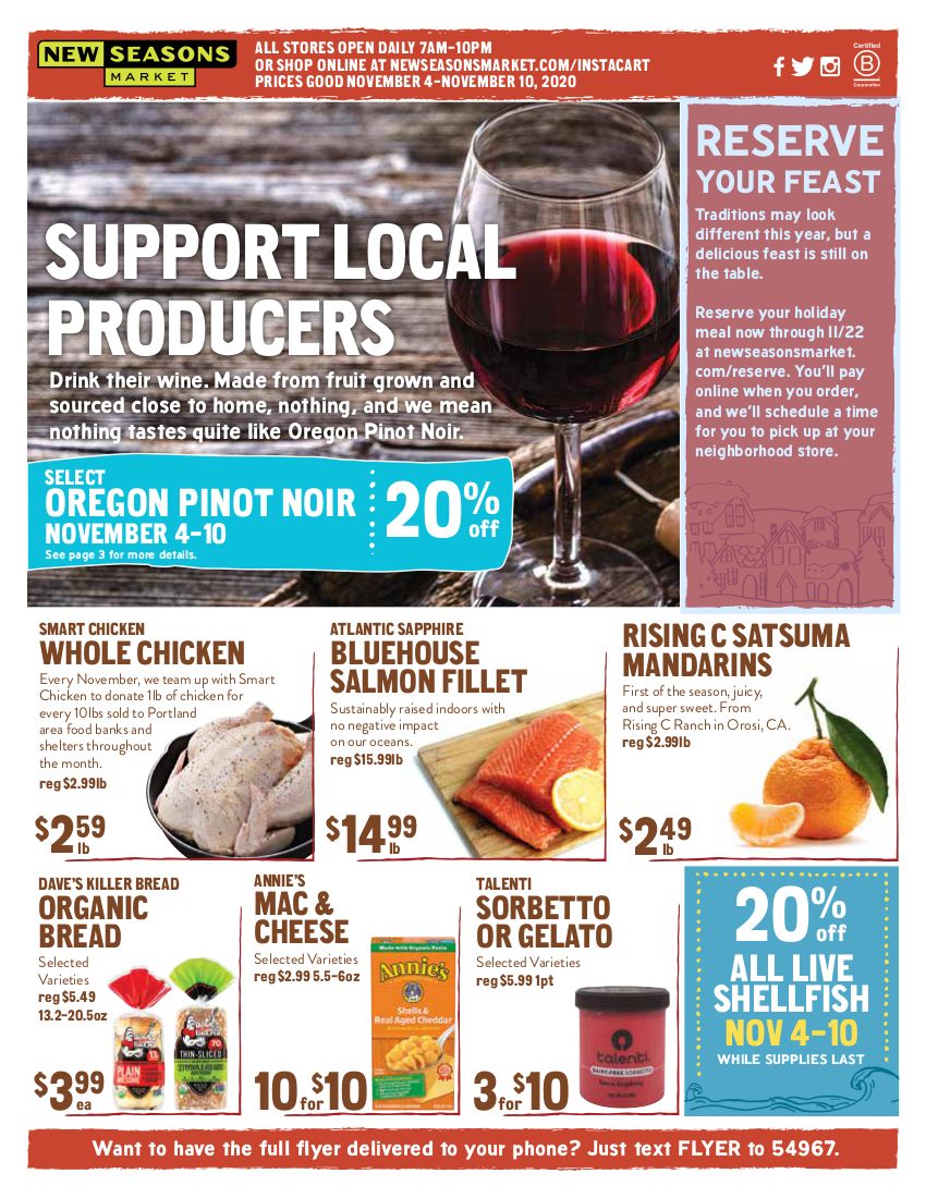 New Seasons Market (OR) Weekly Ad Flyer November 4 to November 10, 2020