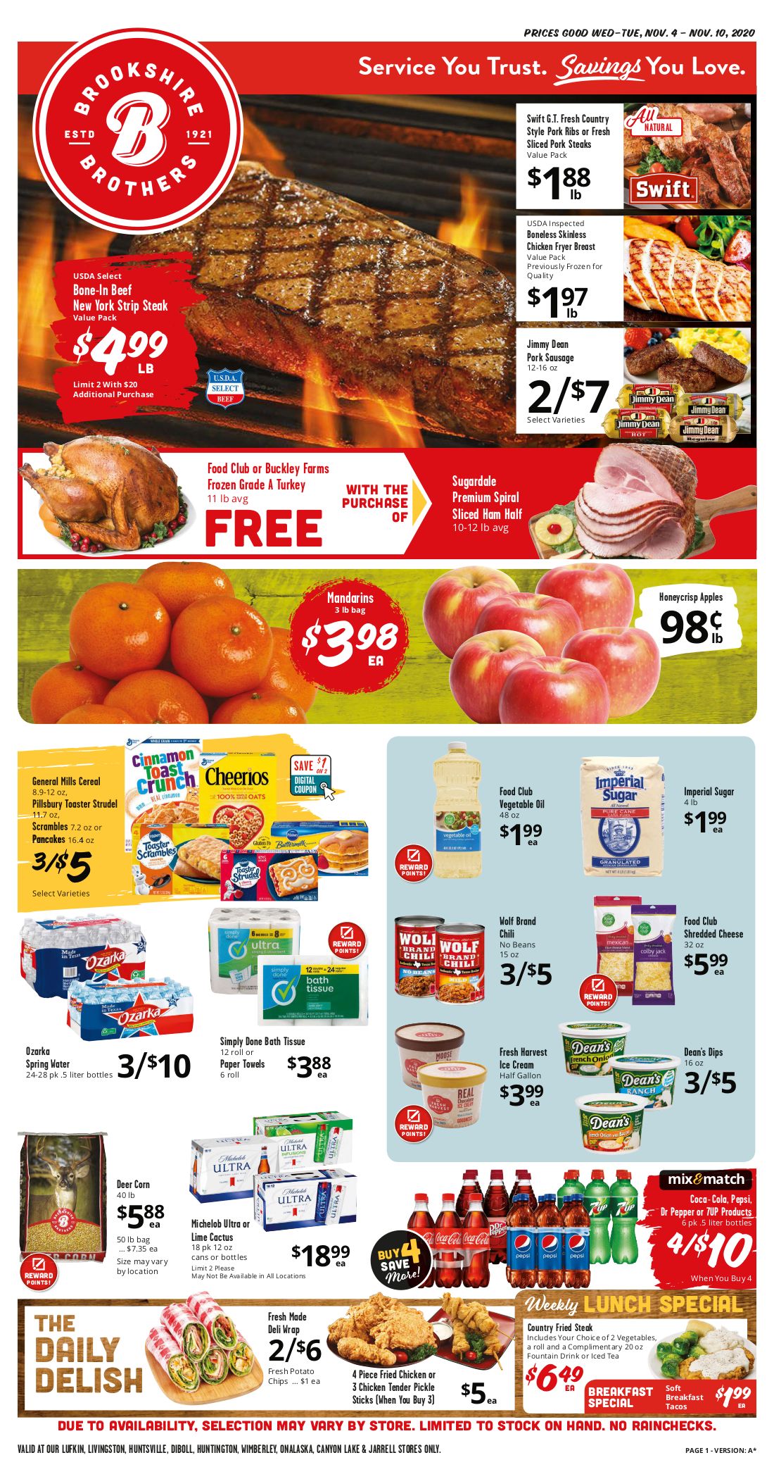 Brookshire Brothers Weekly Ad Flyer November 4 to November 10, 2020