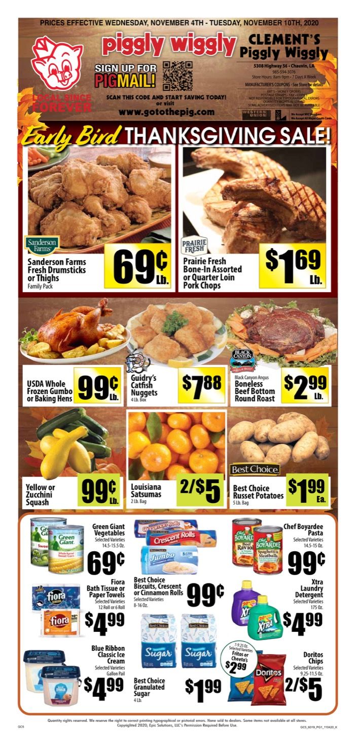 Piggly Wiggly (LA) Weekly Ad Flyer November 4 to November 10, 2020