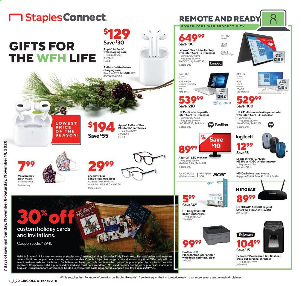 Staples Weekly Ad Flyer November 8 to November 14
