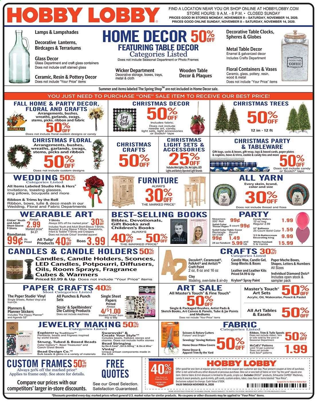 Hobby Lobby Weekly Ad Flyer November 8 to November 14