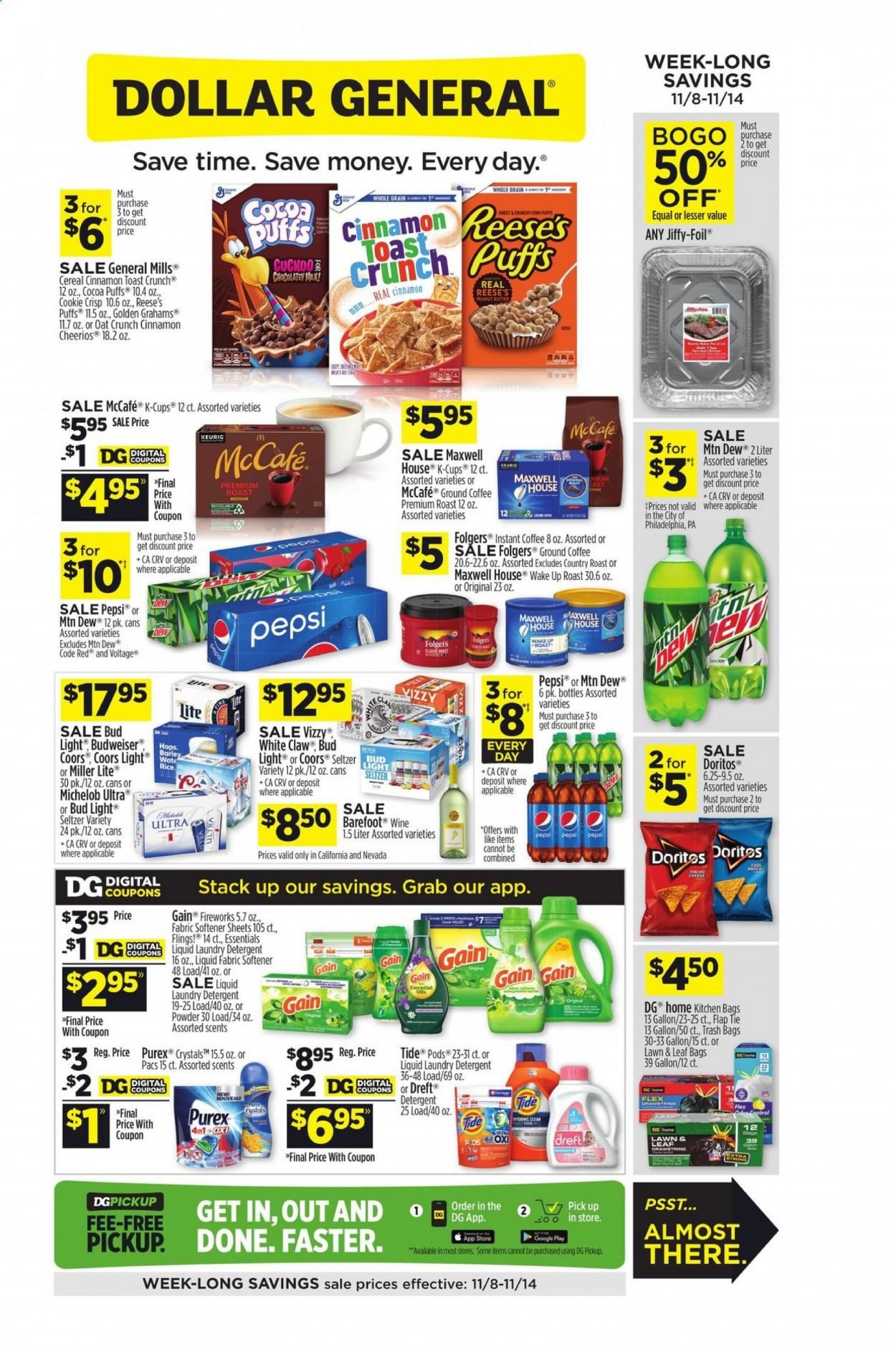 Dollar General (CA, NV) Weekly Ad Flyer November 8 to November 14