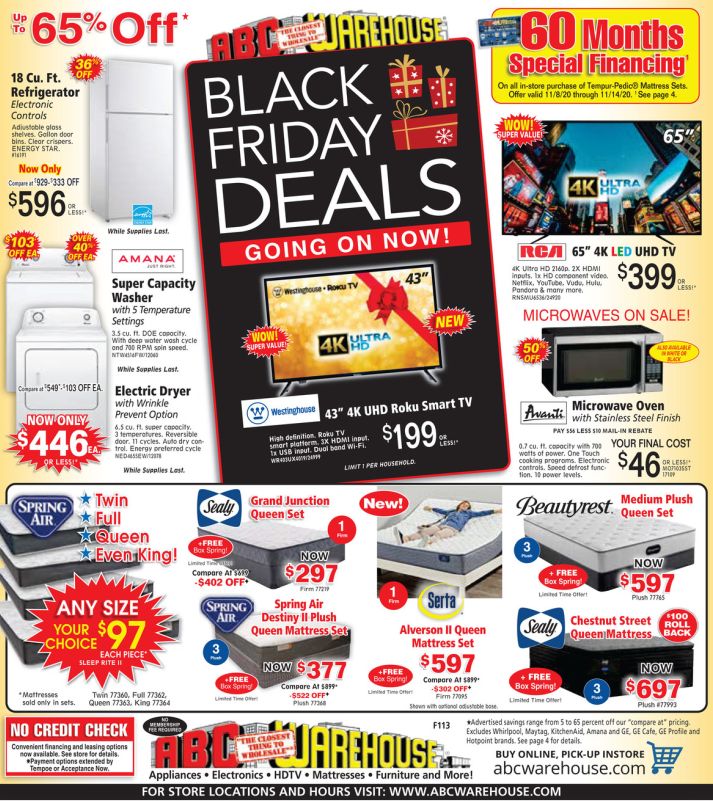 ABC Warehouse Weekly Ad Flyer November 8 to November 14