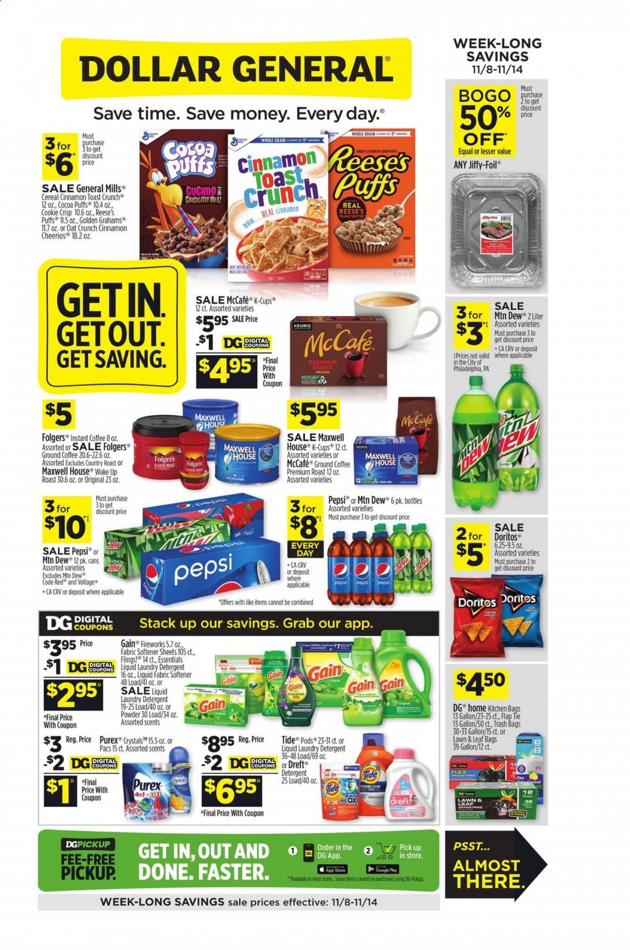 Dollar General (IA, IL, MI, MN, NE, NY, OH, OK, PA) Weekly Ad Flyer November 8 to November 14