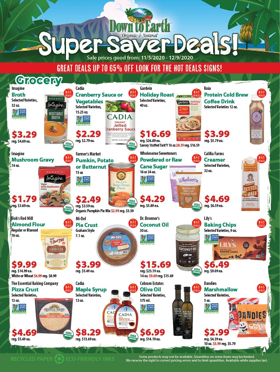 Down To Earth Monthly Ad Flyer November 5 to December 9, 2020