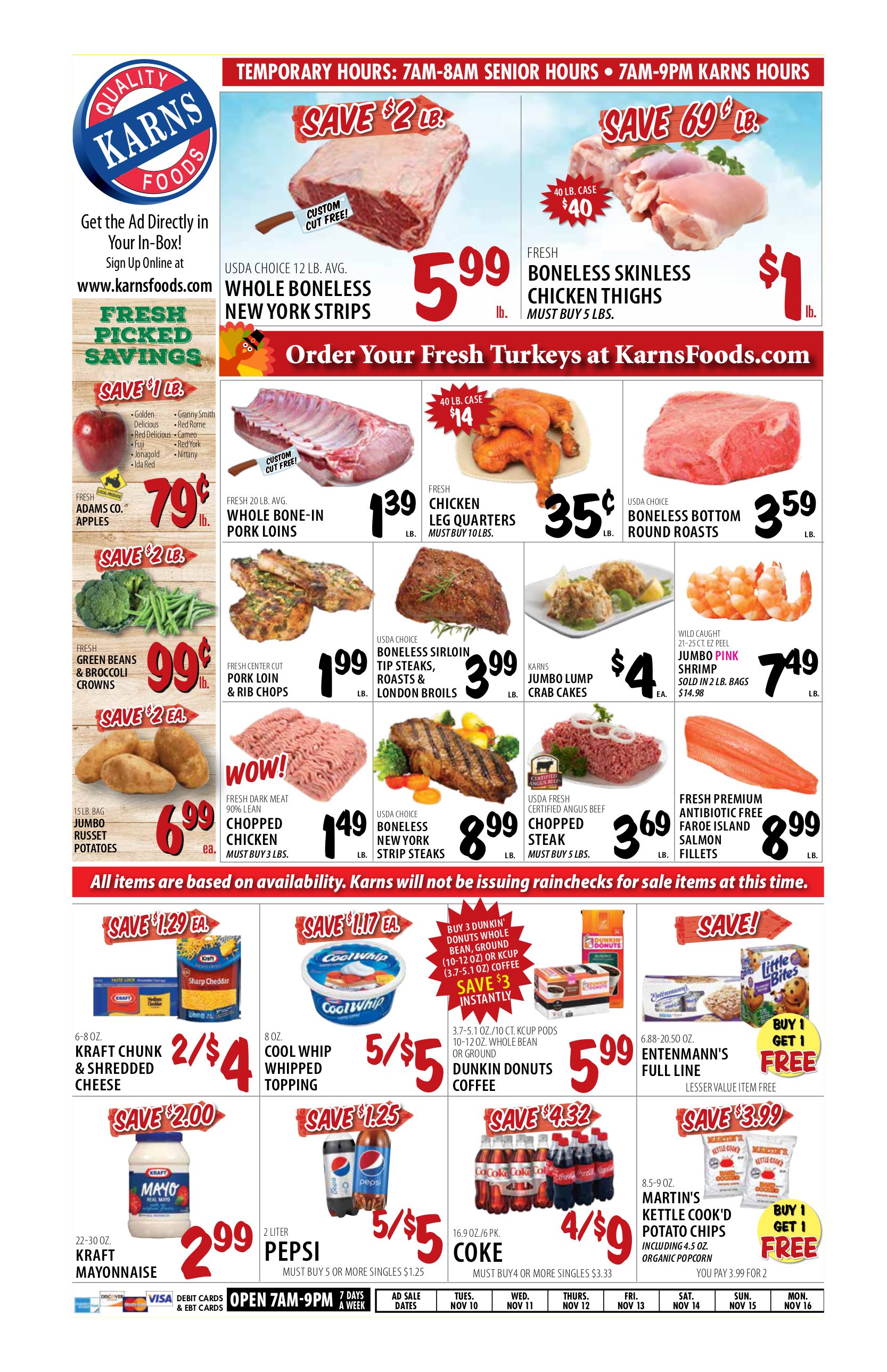Karns Quality Foods Weekly Ad Flyer November 10 to November 16, 2020