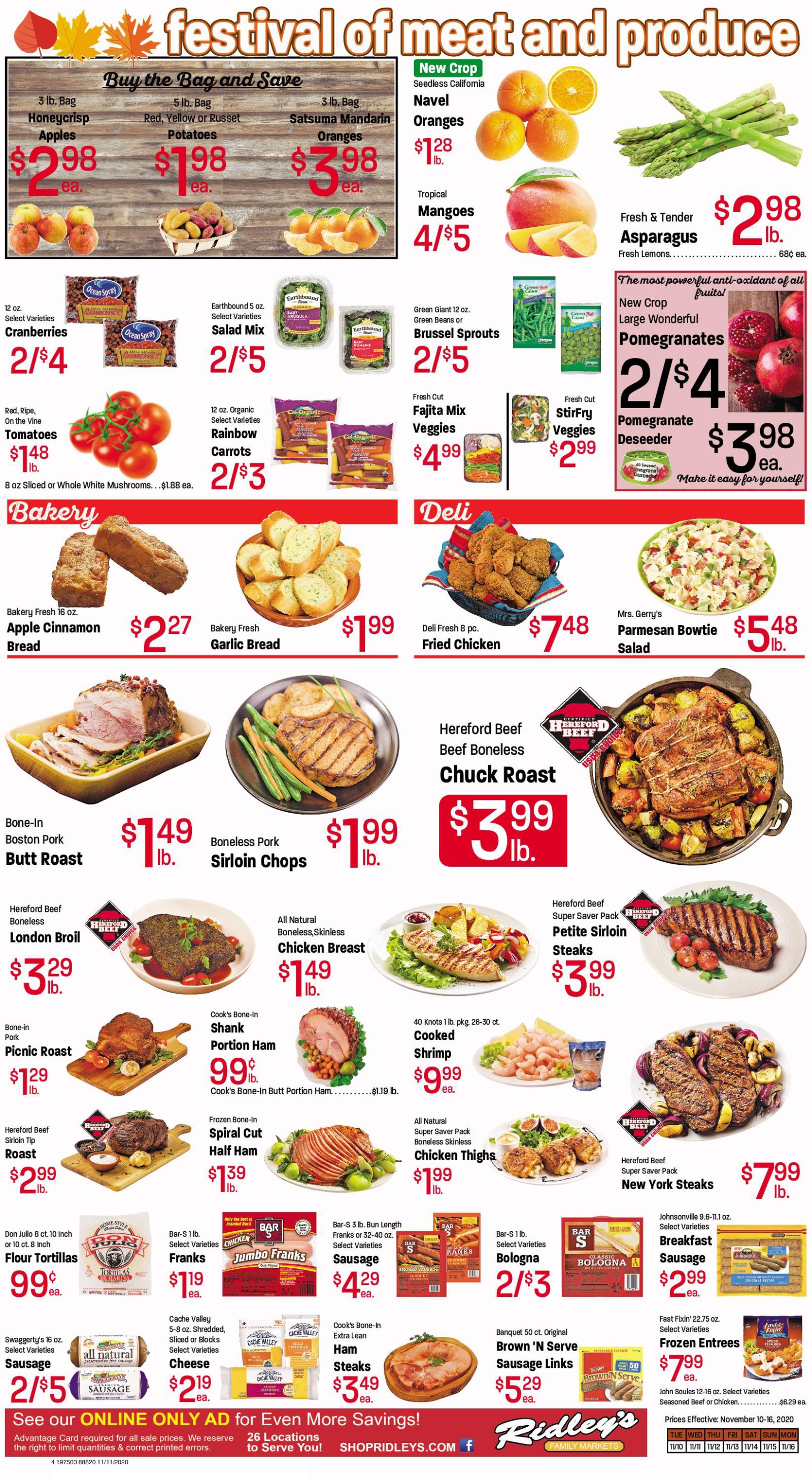 Ridley's Weekly Ad Flyer November 10 to November 16, 2020