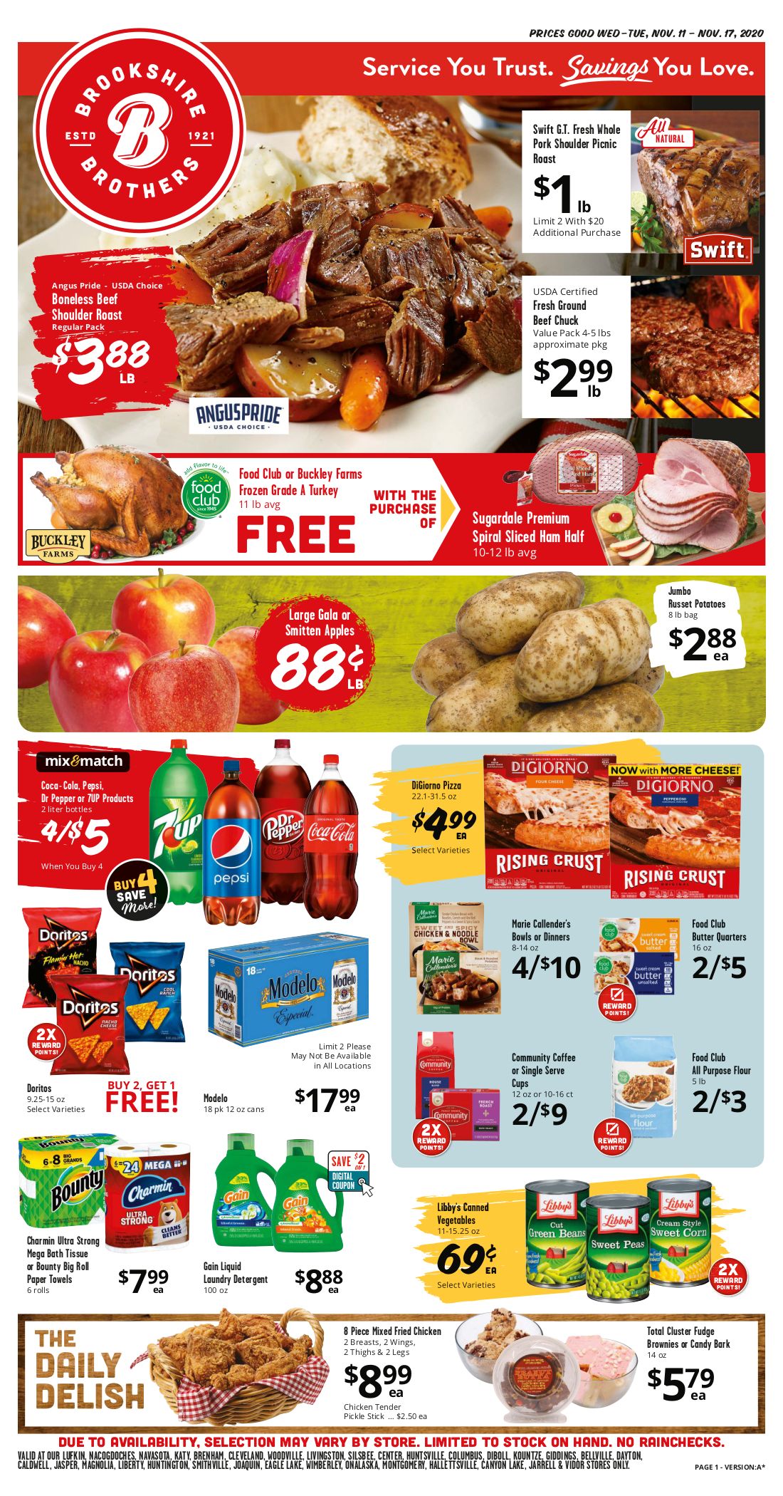 Brookshire Brothers Weekly Ad Flyer November 11 to November 17, 2020