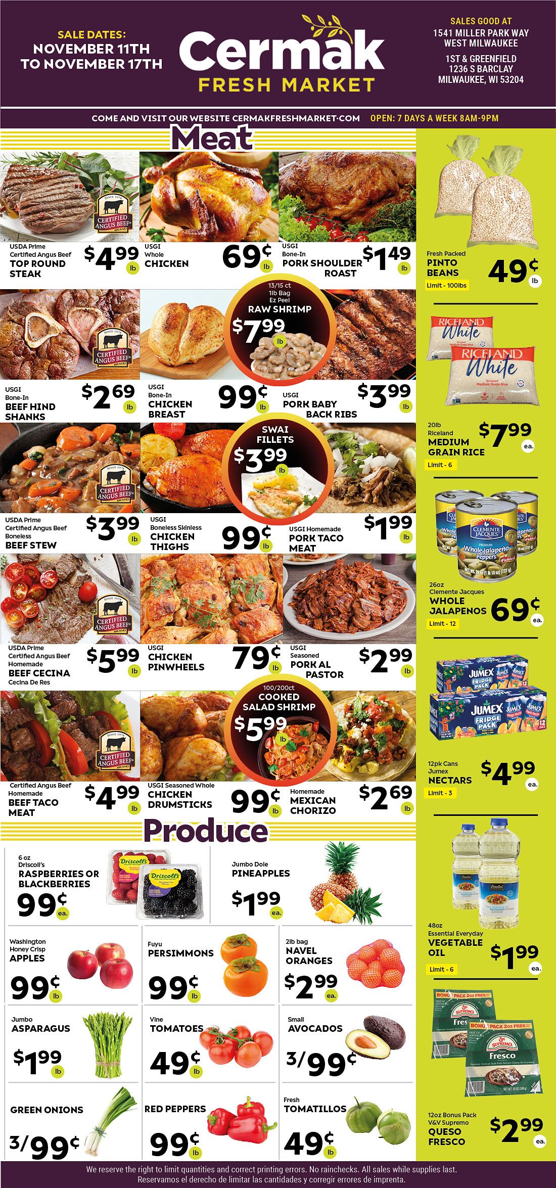Cermack Fresh Market (WI) Weekly Ad Flyer November 11 to November 17 2020