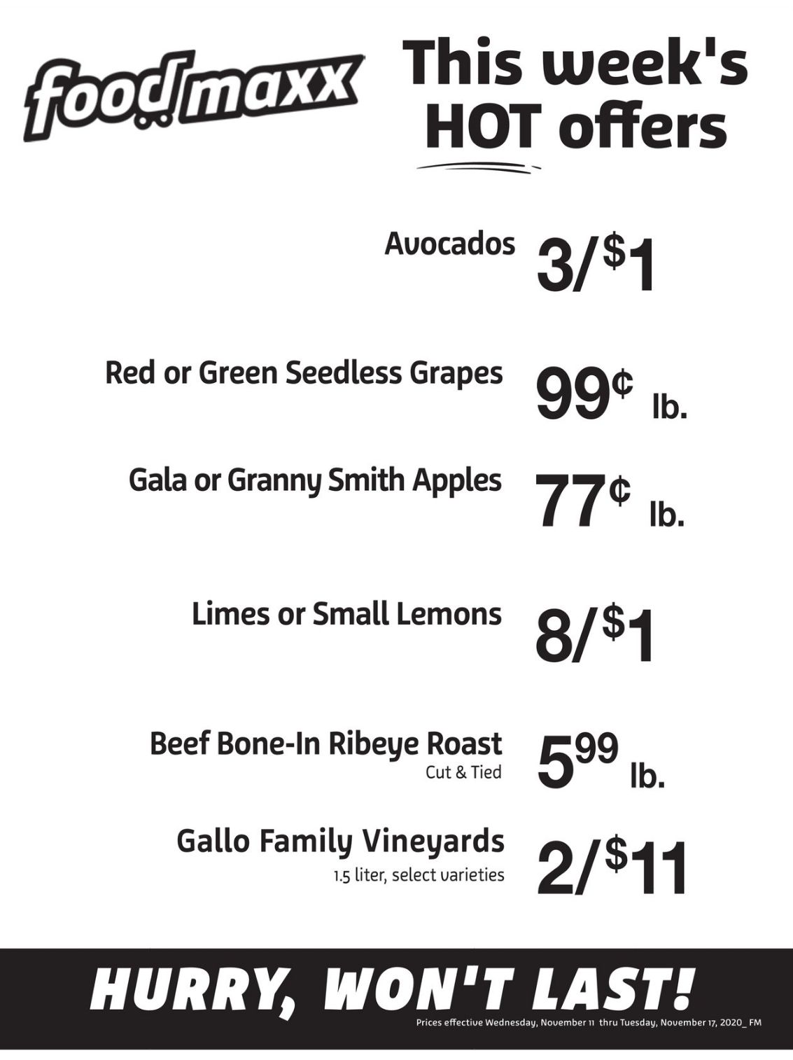 Foodmaxx Weekly Ad Flyer November 11 to November 17, 2020