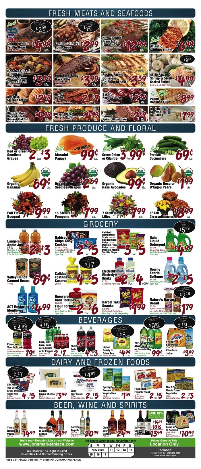 JONS Fresh Marketplace Weekly Ad Flyer November 11 to November 17, 2020