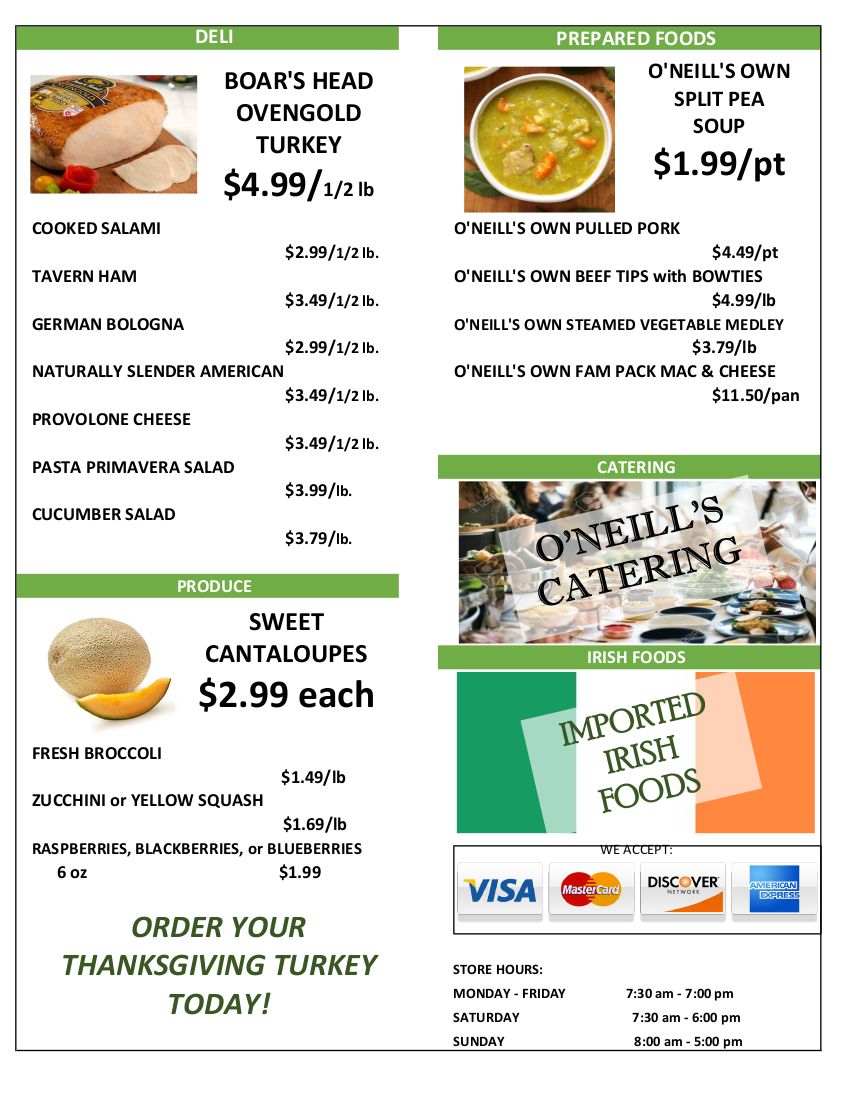 O'Neill's Food Market Weekly Ad Flyer November 11 to November 17, 2020