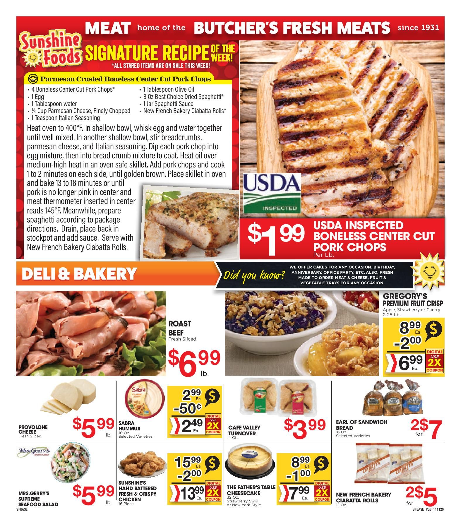 Sunshine Foods Weekly Ad Flyer November 11 to November 17, 2020