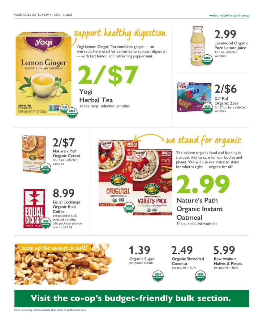 Wheatsville Food Coop Weekly Ad Flyer November 11 to November 17, 2020