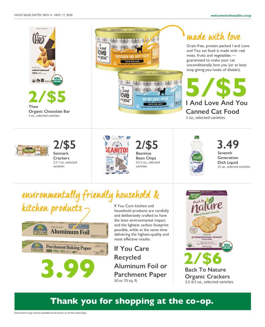 Wheatsville Food Coop Weekly Ad Flyer November 11 to November 17, 2020